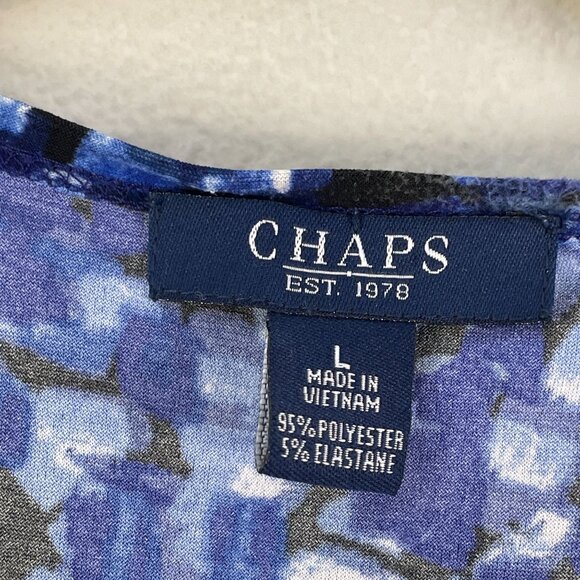 Chaps Womens Large Blue Printed Sleeveless Dress V Neck Stretch - Picture 4 of 9